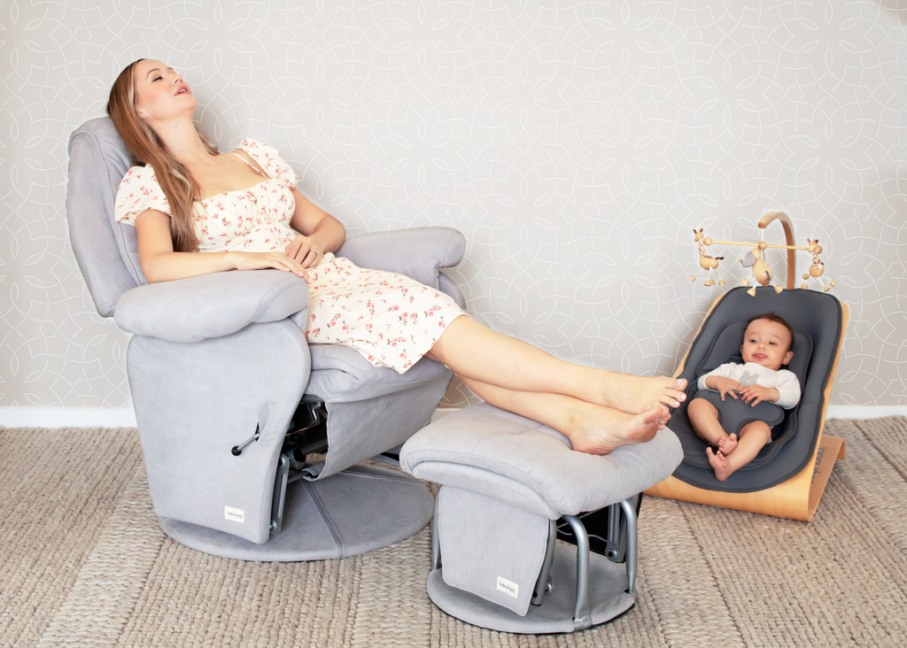 BABYHOOD - Vogue Feeding Glider Chair & Ottoman – Steel Gray Fabric