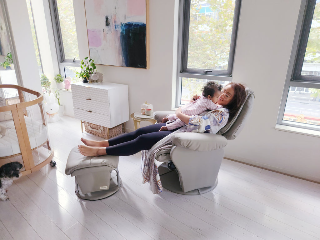 BABYHOOD - Vogue Feeding Glider Chair & Ottoman – Steel Gray Fabric