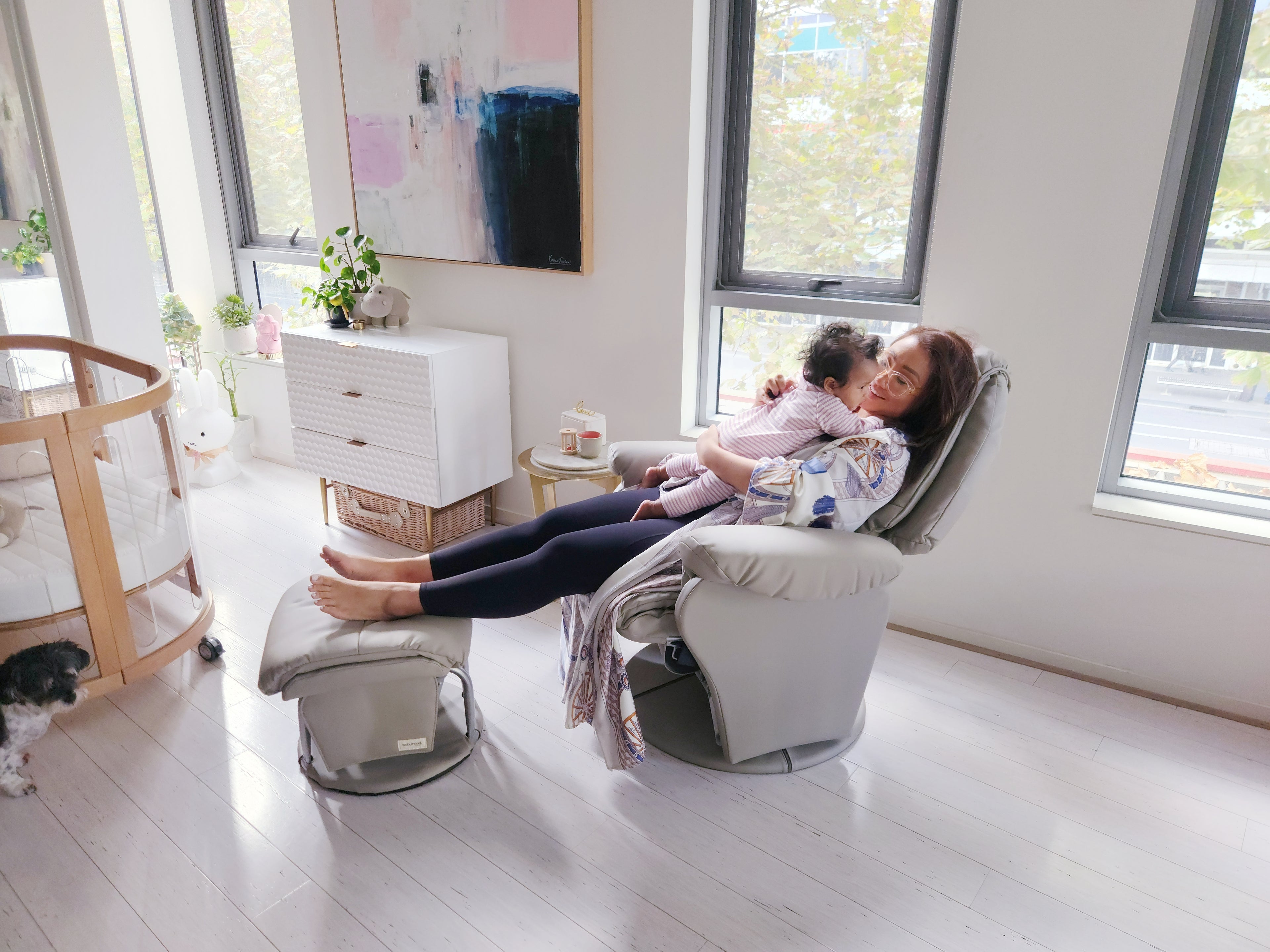 BABYHOOD - Vogue Feeding Glider Chair & Ottoman – Steel Gray Fabric