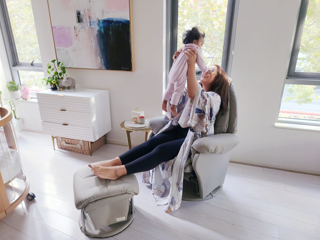 BABYHOOD - Vogue Feeding Glider Chair & Ottoman – Steel Gray Fabric