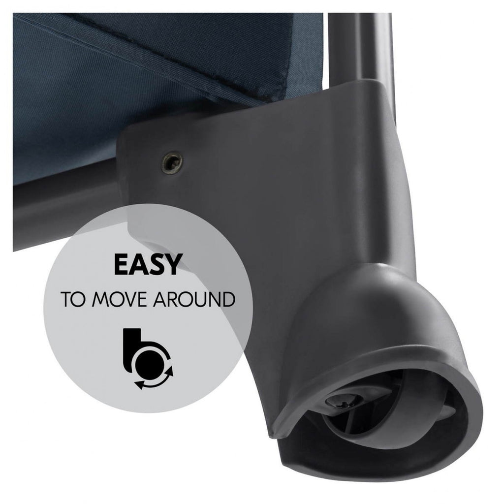 Hauck Play N Relax Centre Children's Travel Bed with Newborn Hanging, Changing Mat, Transport Bag, XL Slip, Small Foldable, Baby Travel Cot, Toddler from Birth to 15 kg (Dark Blue)