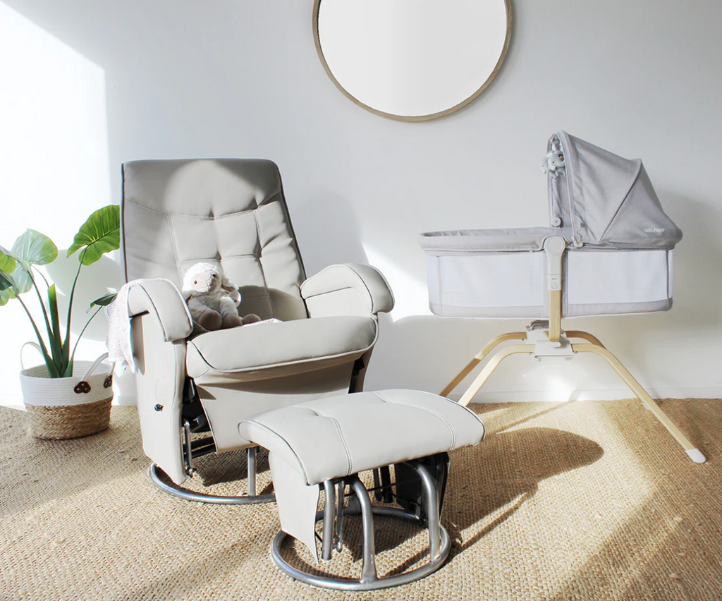 BABYHOOD - Vogue Feeding Glider Chair & Ottoman – Steel Gray Fabric